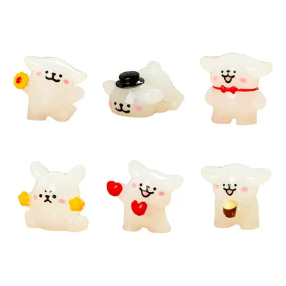 夜光のカートゥーンの白い子犬の装饰品