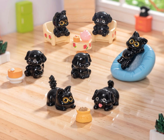黒い子犬の樹脂工芸品