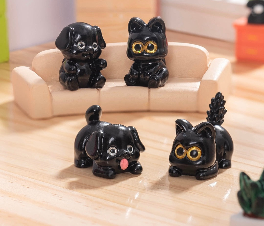 黒い子犬の樹脂工芸品