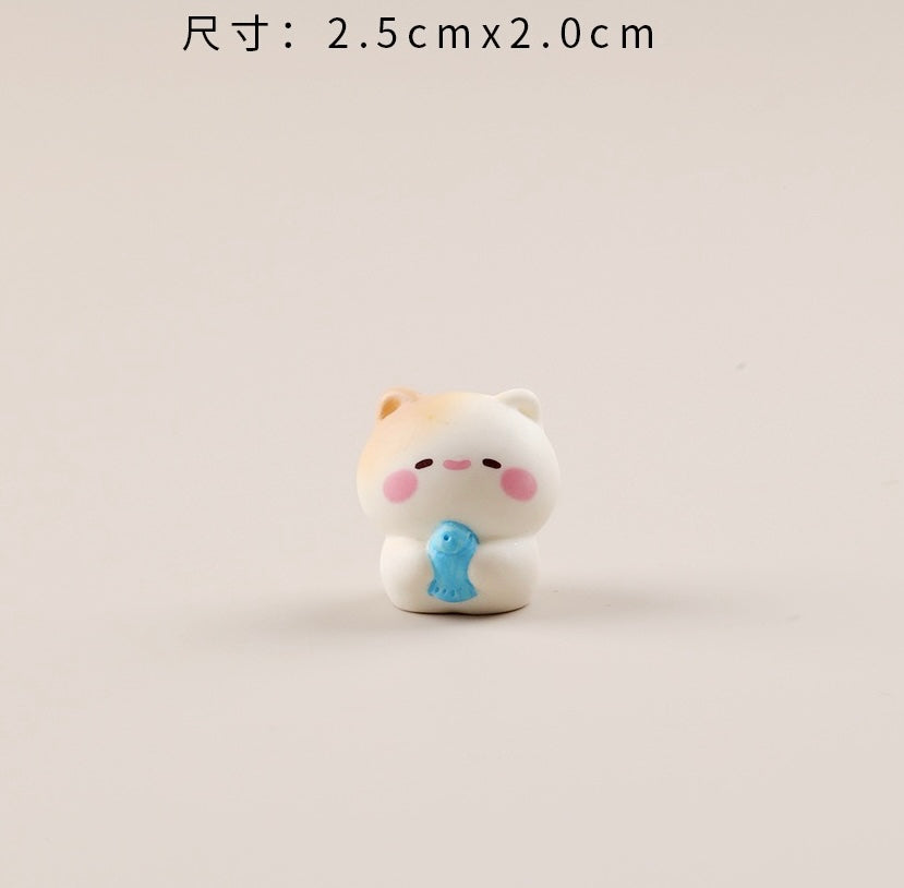 幸せな子猫の樹脂工芸品